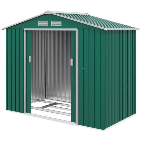 Abri de jardin en acier galvanisé aménagement extérieur rangement sécurisé 213x130cm vert - ComfortXL Outdoor Living - Image 2