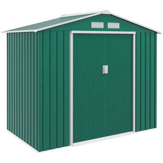 Abri de jardin en acier galvanisé aménagement extérieur rangement sécurisé 213x130cm vert - ComfortXL Outdoor Living - Image 1