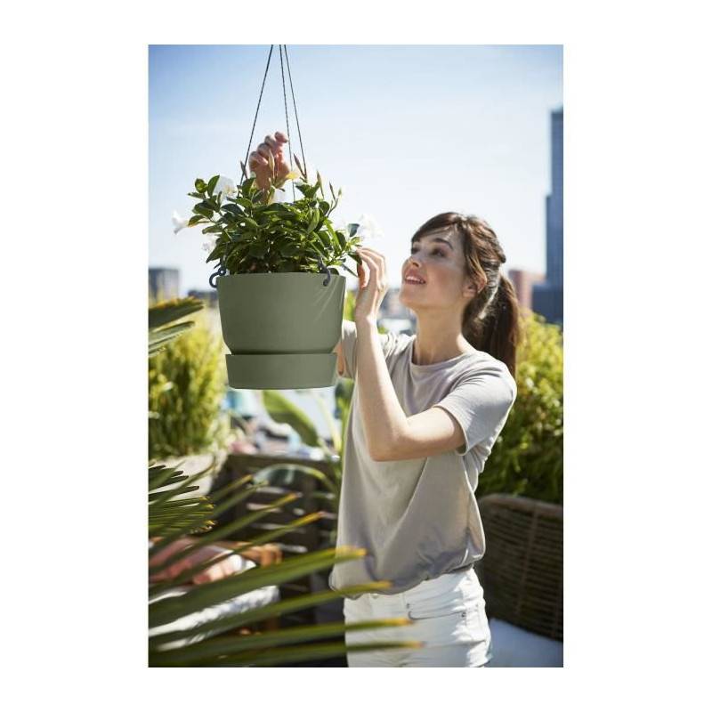 Elho - Elho Pot De Fleurs A Suspendre Greenville 24 - Exterieur - O 23,9 X H 20,3 Cm - Vert Feuille - Image 5