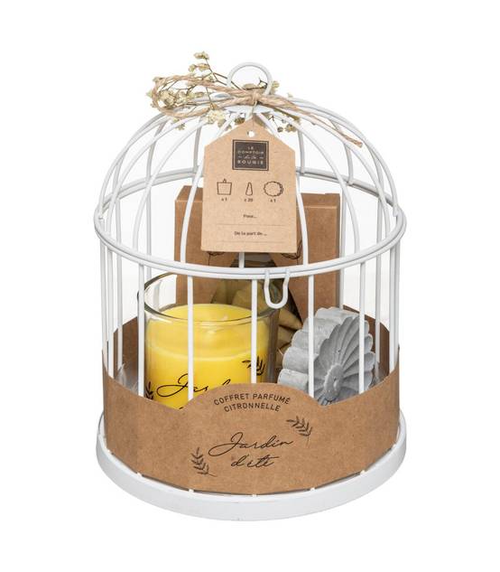 Coffret Citronnelle Cage en métal Bougie parfumée citronnelle et 20 Cônes d'encens avec support - Image 2
