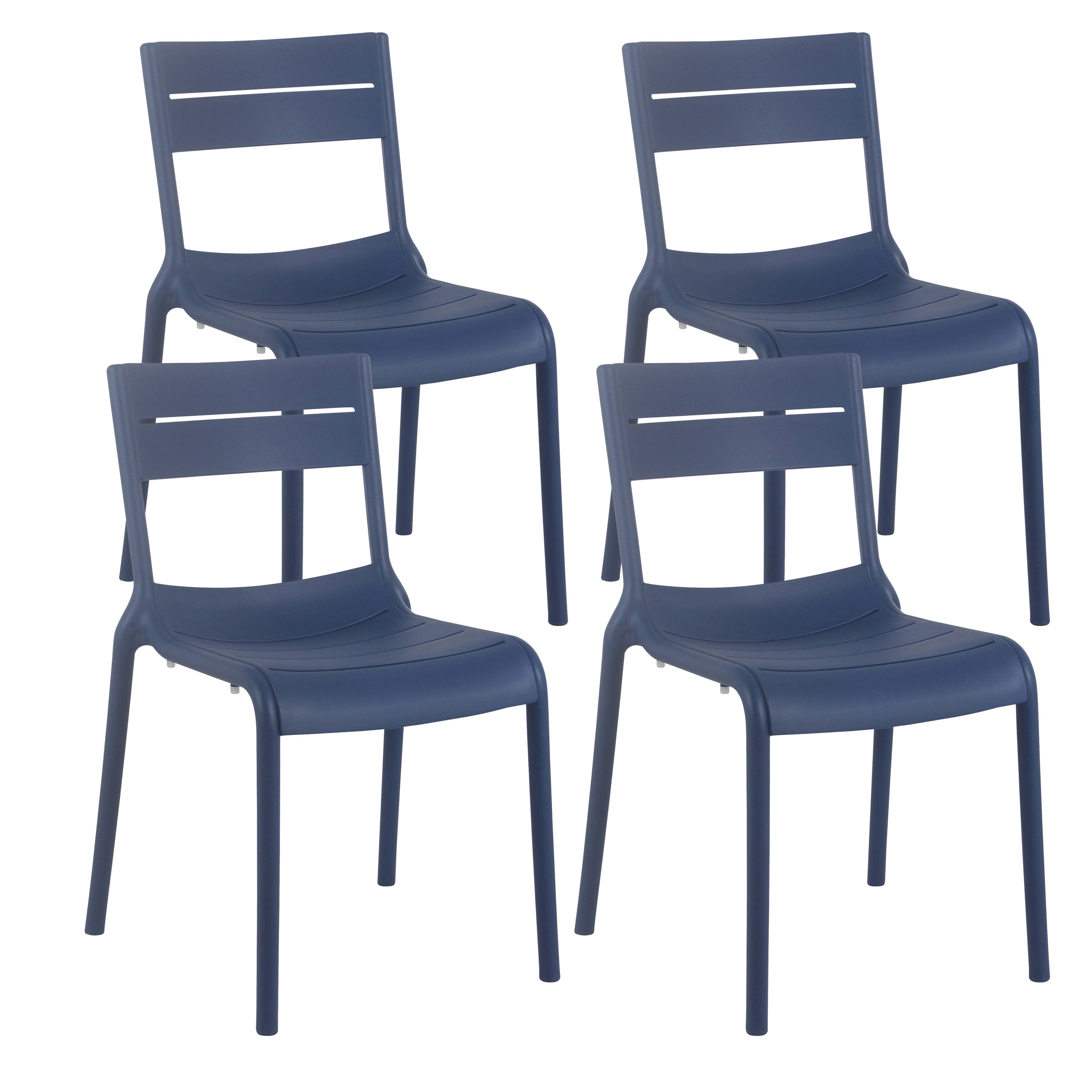 Oviala - Lot de 4 chaises de terrasse en plastique bleu pacific Paname - Oviala - Image 1