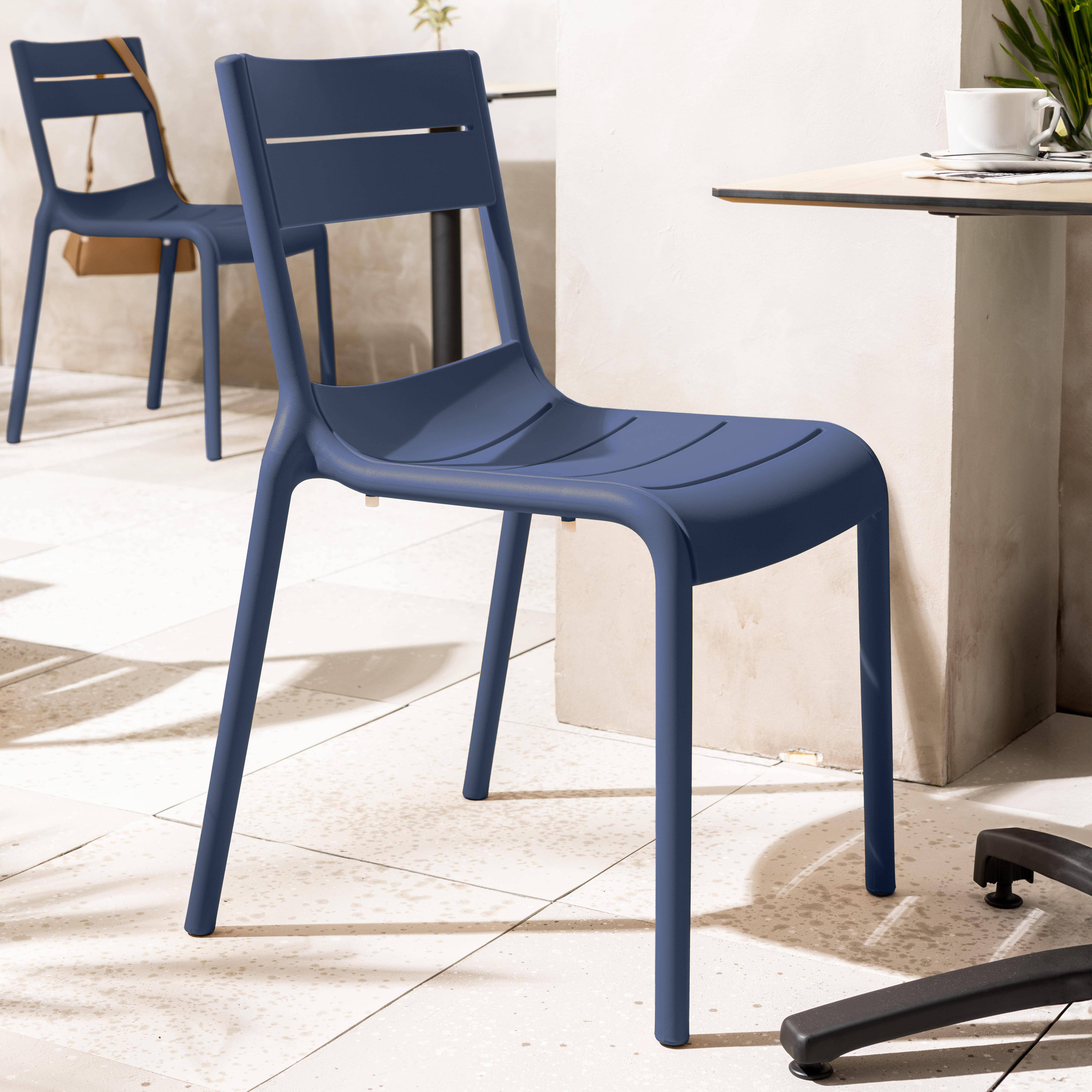 Oviala - Lot de 4 chaises de terrasse en plastique bleu pacific Paname - Oviala - Image 2