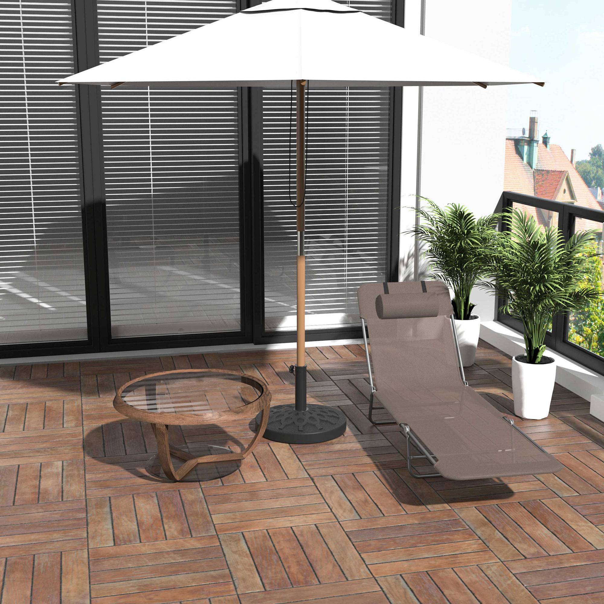 Chaise longue, transat, chaise longue à deux pieds, pliable, résistante aux intempéries, marron - Image 2