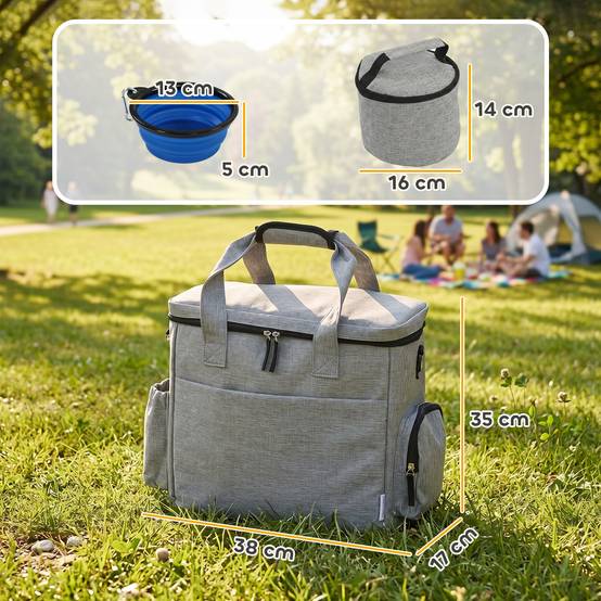 Sac transport chien chat tissu cationique voyage promenade poches gris clair - ComfortXL Outdoor Living - Image 5