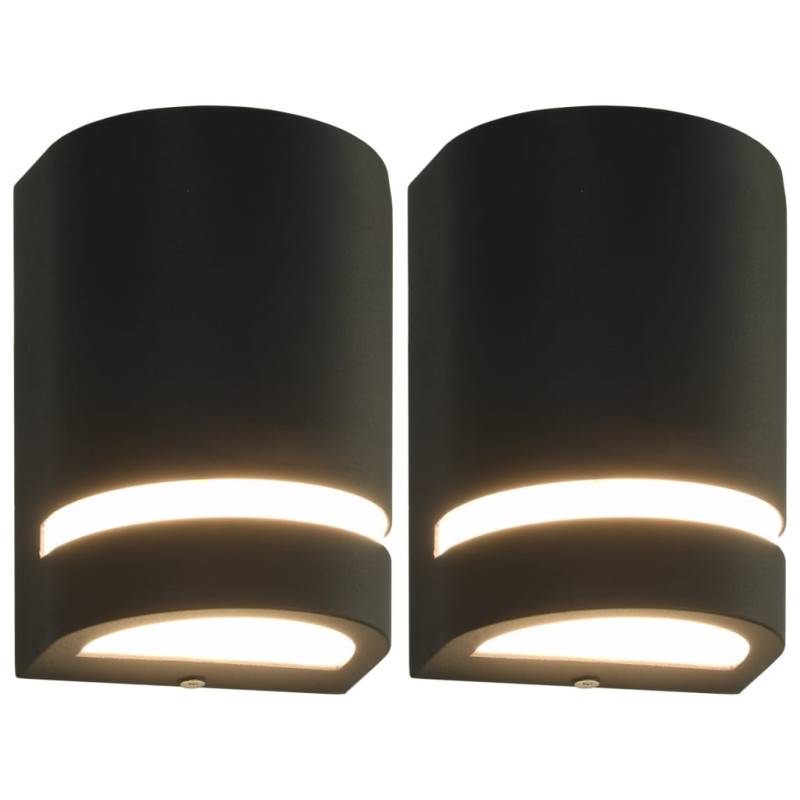 Vidaxl - Appliques Murales D Extérieur 2 Pcs 35 W Noir Demi Rond - Image 1