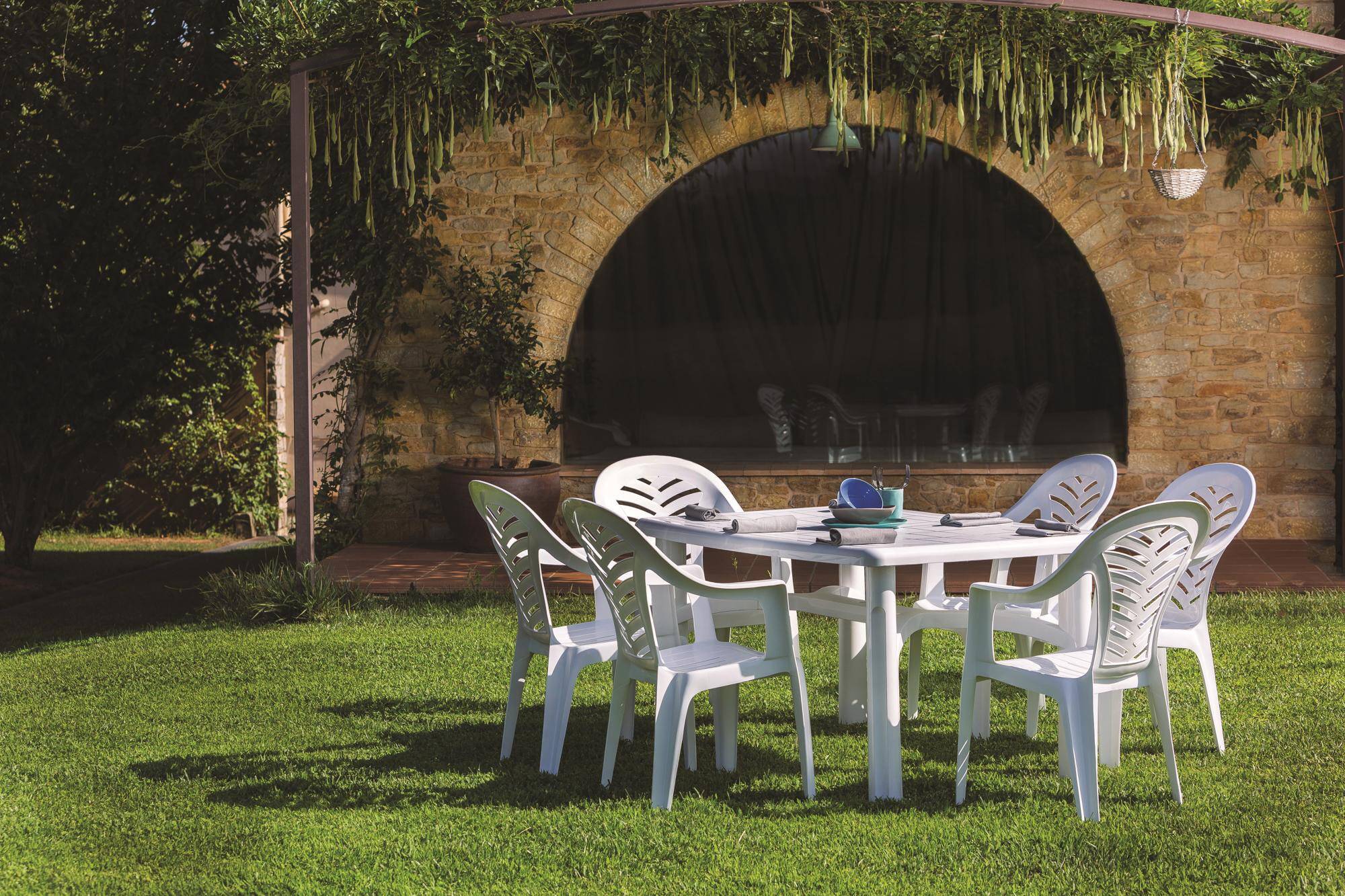 Set 4 fauteuils intérieur, extérieur blanc PALMA garbar - Image 3