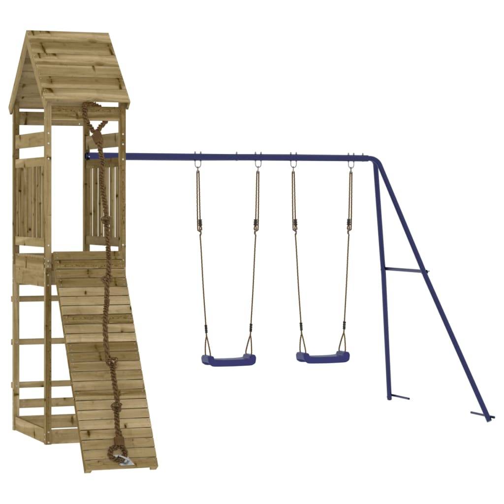 Helloshop26 - Aire de jeux d'extérieur balançoires toboggan portiques robuste jeux jardin 315 x 257 x 264 cm bois de pin imprégné - Image 2