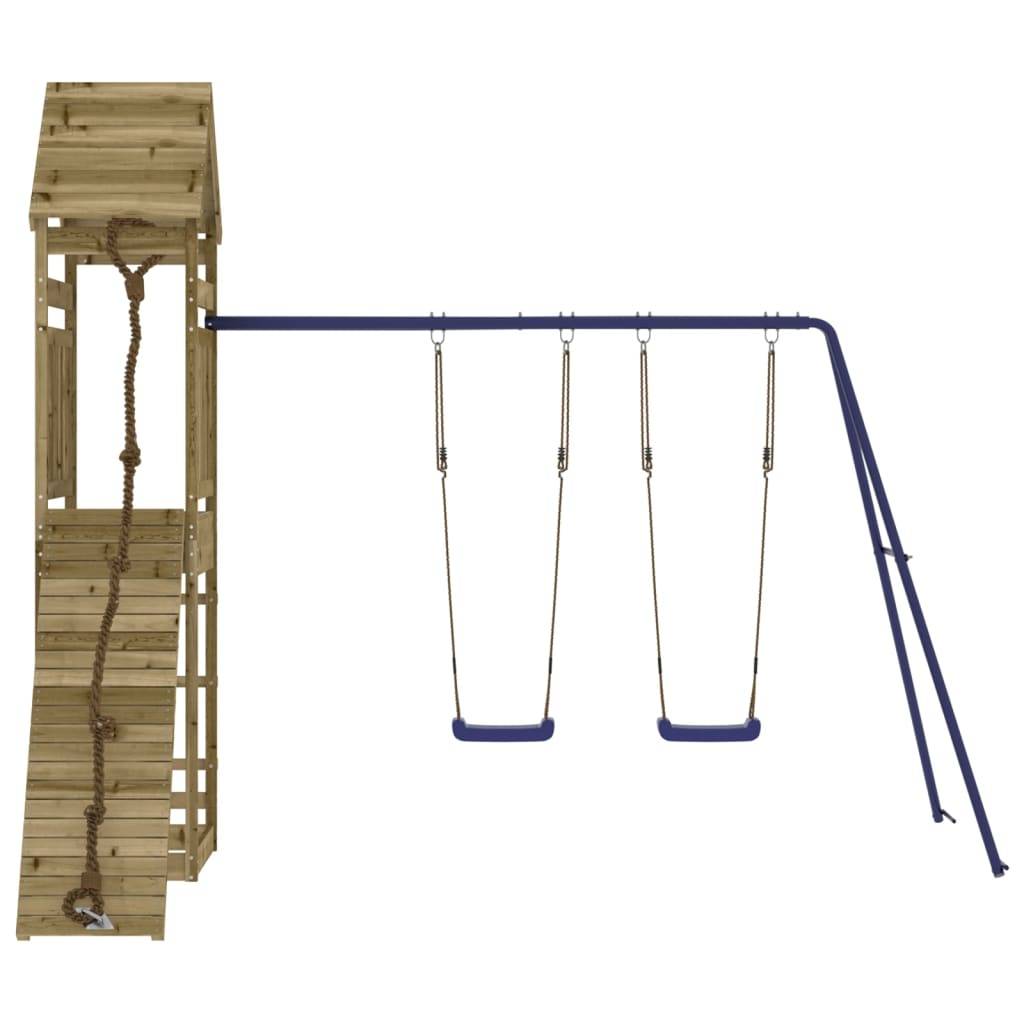 Helloshop26 - Aire de jeux d'extérieur balançoires toboggan portiques robuste jeux jardin 315 x 257 x 264 cm bois de pin imprégné - Image 4