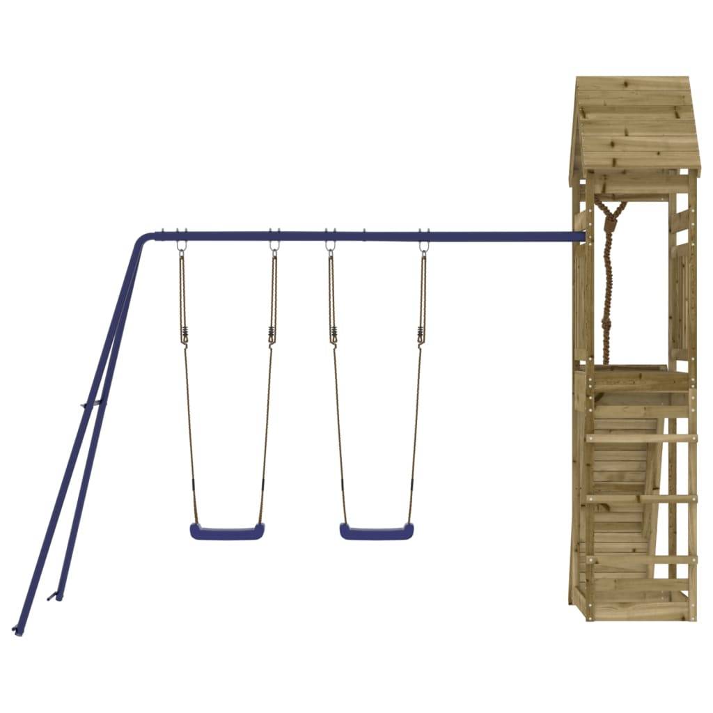 Helloshop26 - Aire de jeux d'extérieur balançoires toboggan portiques robuste jeux jardin 315 x 257 x 264 cm bois de pin imprégné - Image 3