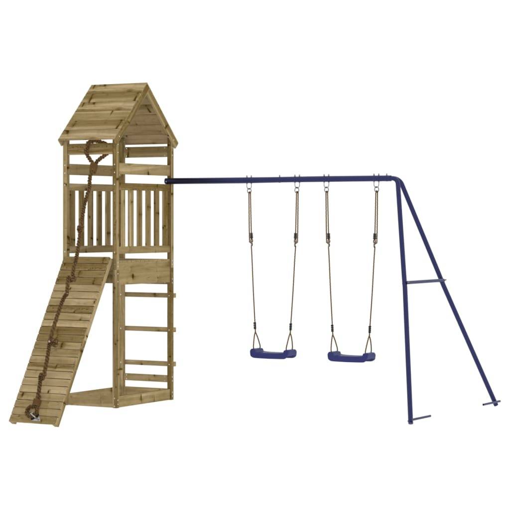 Helloshop26 - Aire de jeux d'extérieur balançoires toboggan portiques robuste jeux jardin 315 x 257 x 264 cm bois de pin imprégné - Image 1