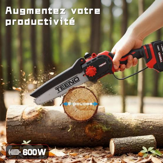 Ensemble d'outils de jardinage 2 en 1 : mini-scie sans fil de 6 pouces + sécateur électrique sans fil de 40 mm, comprend 2 batteries de 4,0 Ah - Image 6