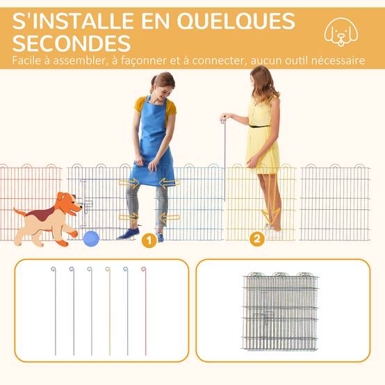 Parc enclos modulable fil métallique pour lapins et rongeurs 120x60cm multi - ComfortXL Outdoor Living - Image 6