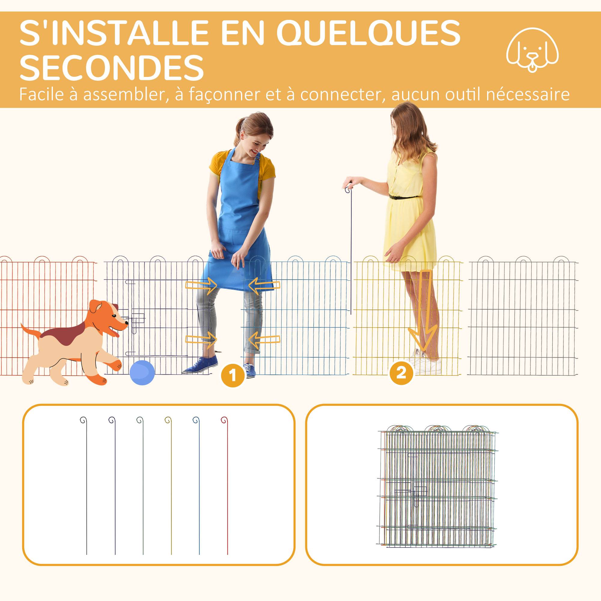 Parc enclos modulable fil métallique pour lapins et rongeurs 120x60cm multi - ComfortXL Outdoor Living - Image 6