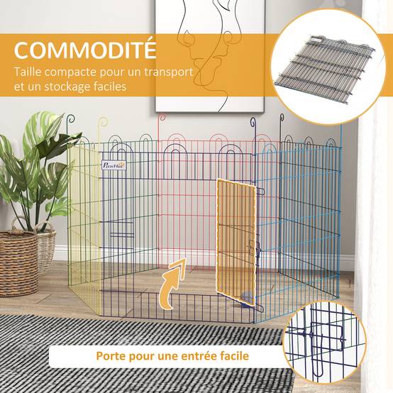 Parc enclos modulable fil métallique pour lapins et rongeurs 120x60cm multi - ComfortXL Outdoor Living - Image 8