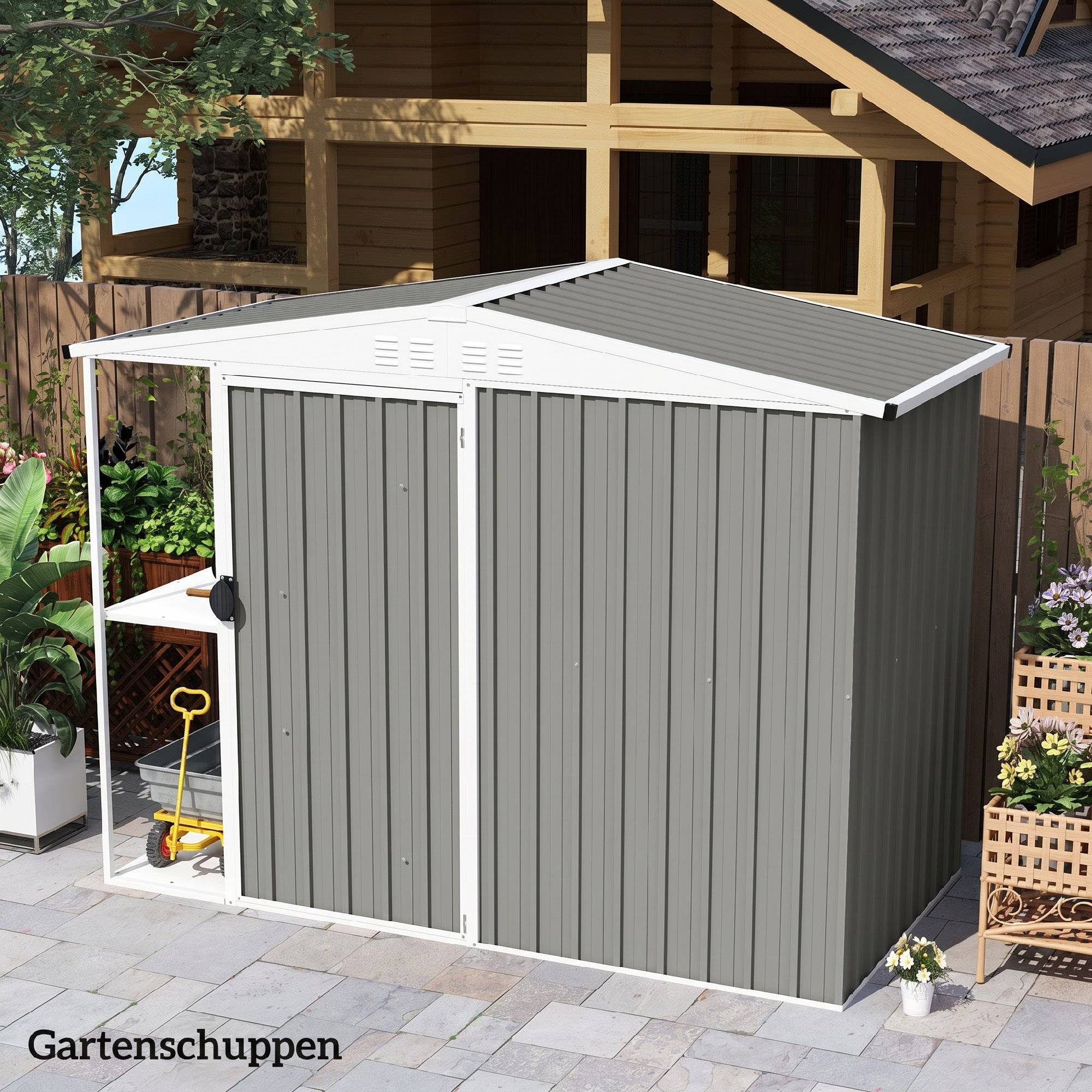 ComfortXL - Plaques de toiture bac acier galvanisé 129 x 45 cm gris clair lot de 12 pour abri carport garage anti-pluie - Image 6