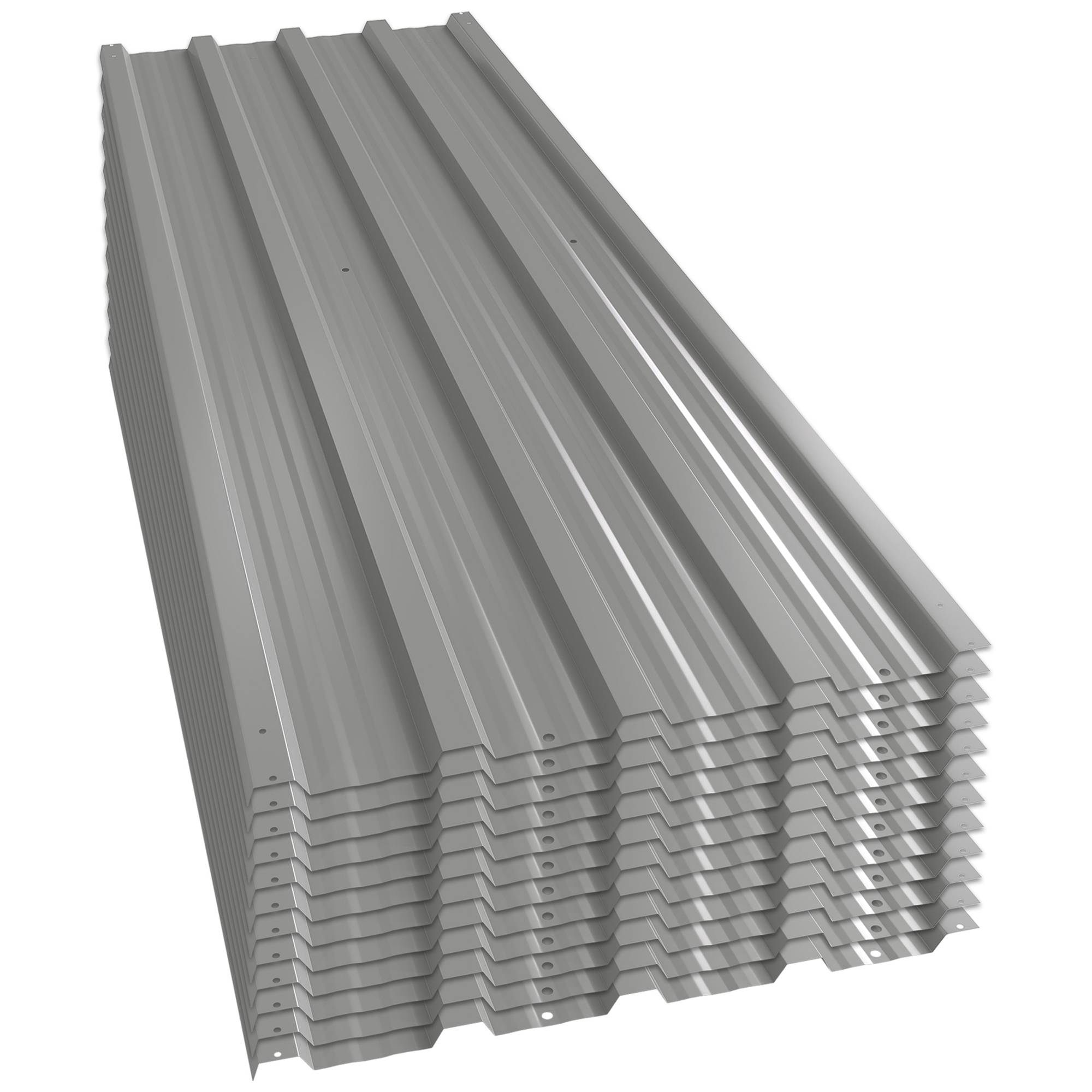 ComfortXL - Plaques de toiture bac acier galvanisé 129 x 45 cm gris clair lot de 12 pour abri carport garage anti-pluie - Image 10