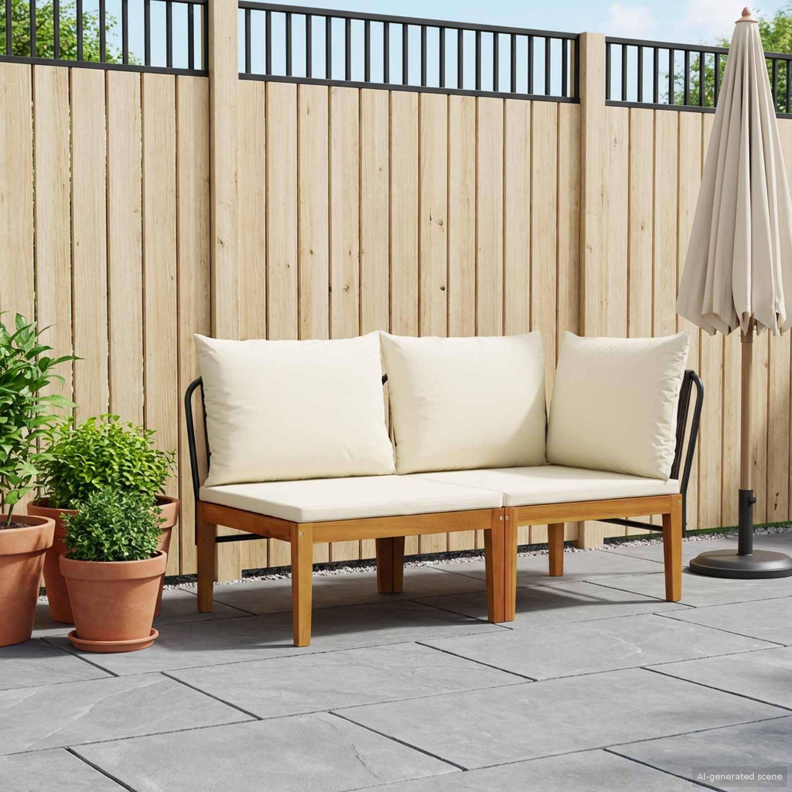 Vidaxl - Ensemble de salon de jardin 2 pc avec coussins Naturel vidaXL 42022066 - Image 1