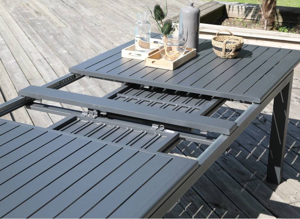 Proloisirs - Table de jardin rectangulaire extensible Genes - graphite 220/270/320 cm - Image 5