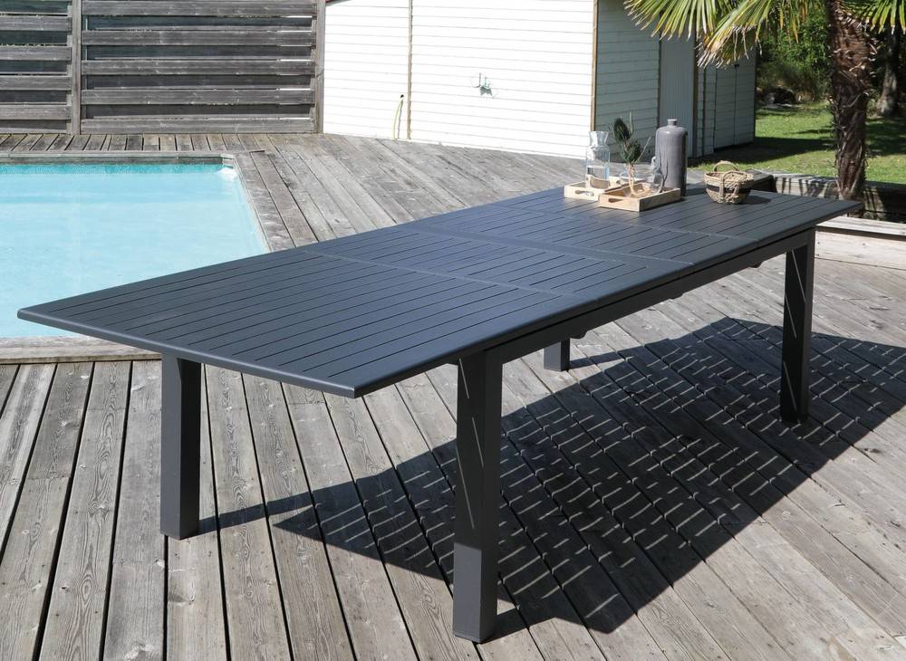 Proloisirs - Table de jardin rectangulaire extensible Genes - graphite 220/270/320 cm - Image 4