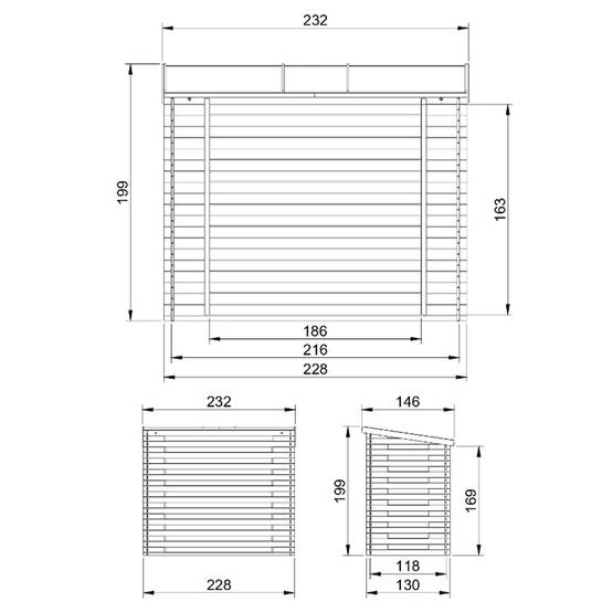 Timbela - Abri à bûches -l146xL232xH199 cm / 2.63 m² - Abri De Stockage Du Bois et range bûches extérieur - 19 mm d’épaisseur - Timbela M202 - Image 5