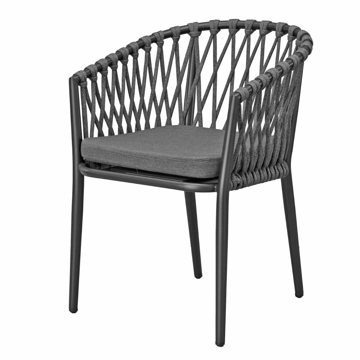 Fauteuil en aluminium anthracite et corde gris foncé, Lula - Gecko Jardin - Image 2