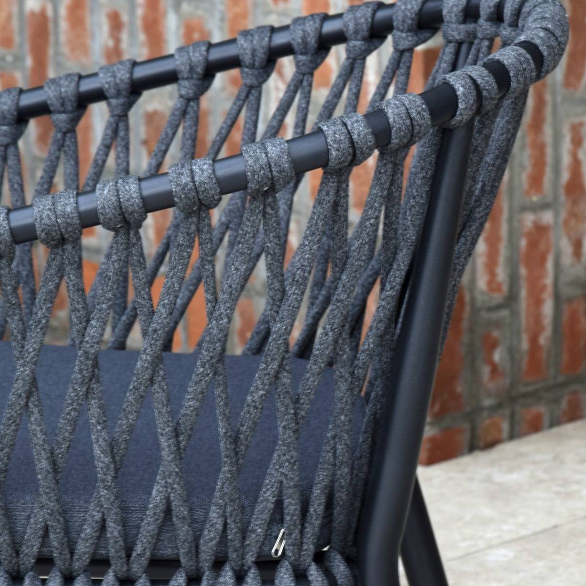 Fauteuil en aluminium anthracite et corde gris foncé, Lula - Gecko Jardin - Image 3