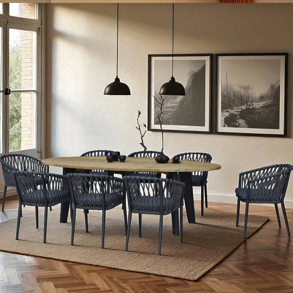Fauteuil en aluminium anthracite et corde gris foncé, Lula - Gecko Jardin - Image 6