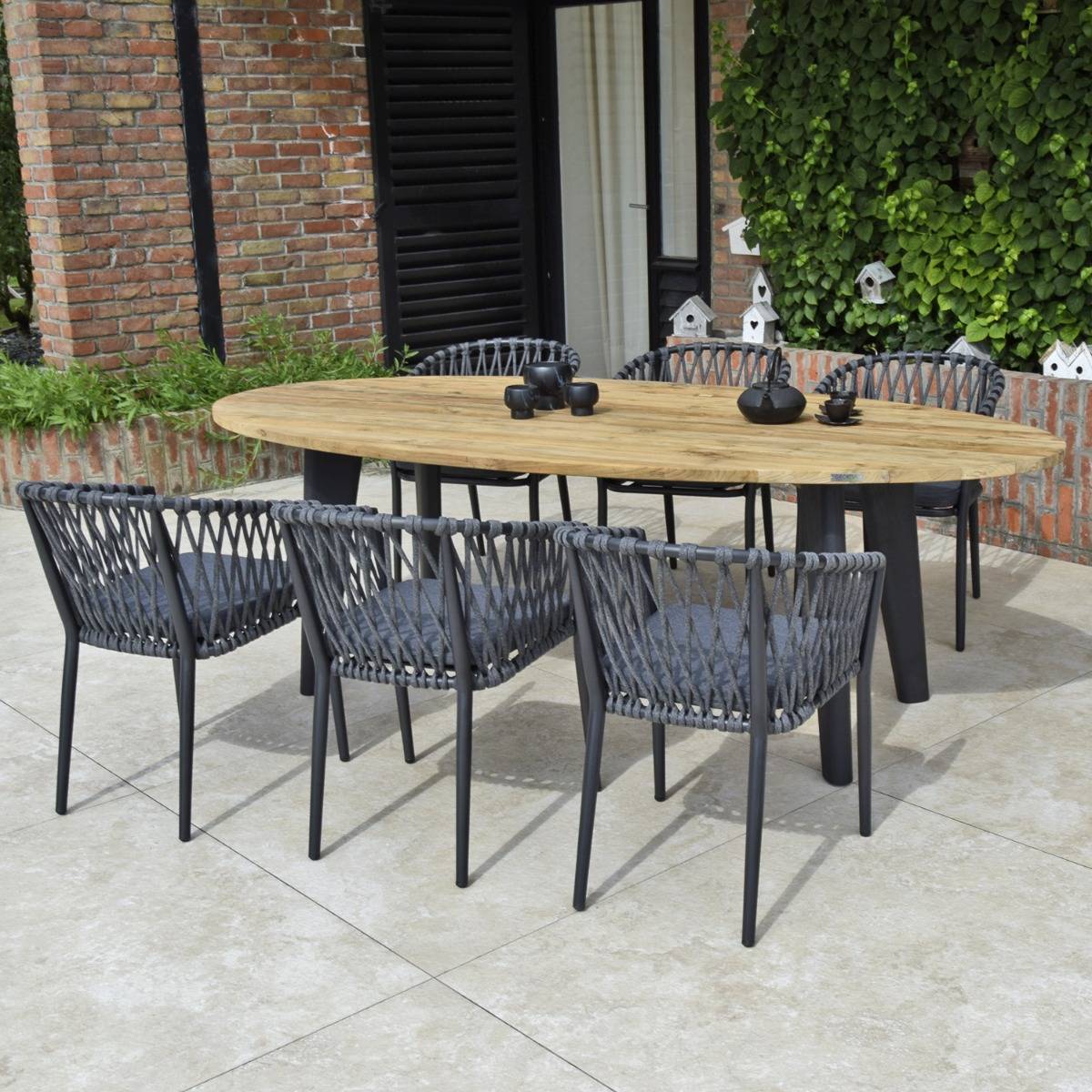 Fauteuil en aluminium anthracite et corde gris foncé, Lula - Gecko Jardin - Image 5