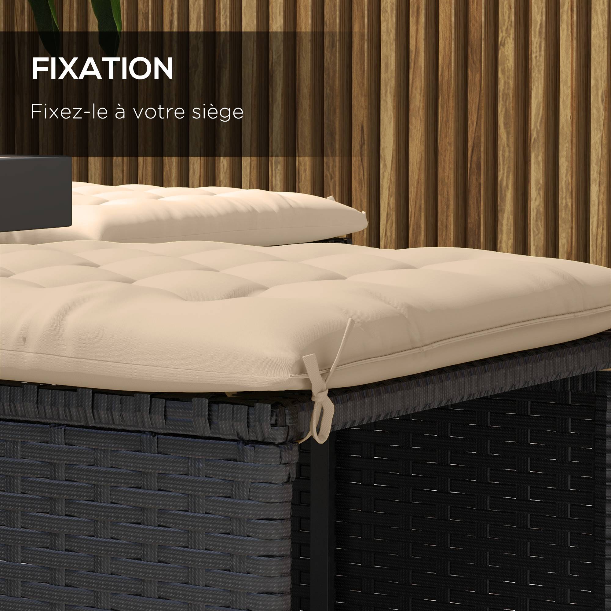 Lot de 6 coussins de chaise de jardin, Coussins extérieur capitonné, grand confort cm avec attaches, dim. 40L x 40l cm - Image 7