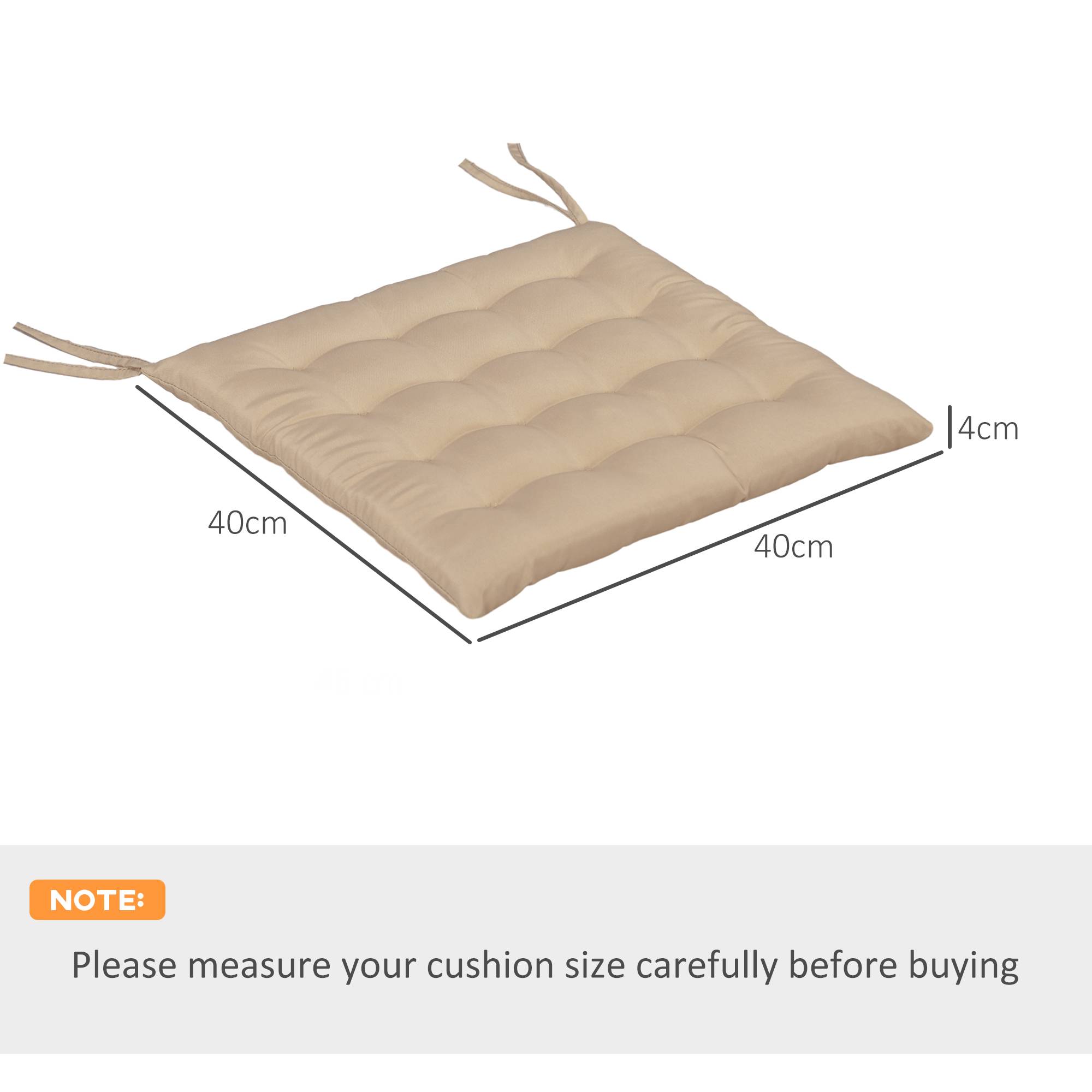 Lot de 6 coussins de chaise de jardin, Coussins extérieur capitonné, grand confort cm avec attaches, dim. 40L x 40l cm - Image 5