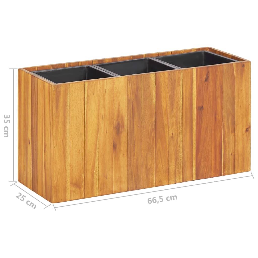 ComfortXL - Jardinière surélevée bois acacia balcon terrasse avec 3 pots intégrés 66x35cm brun - ComfortXL Outdoor Living - Image 9