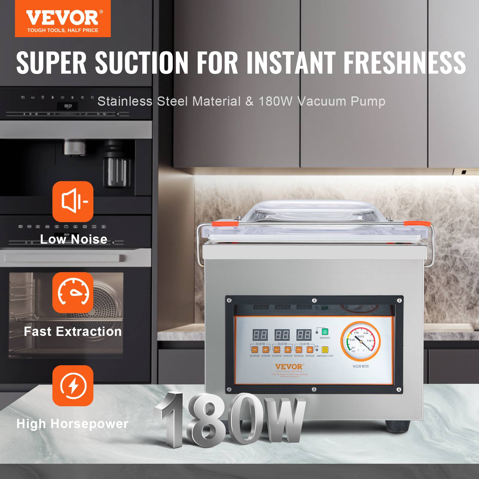 Vevor - VEVOR Machine sous vide à chambre 320W compacte 320 mm, usage domestique/commercial, aliments humides. - Image 2