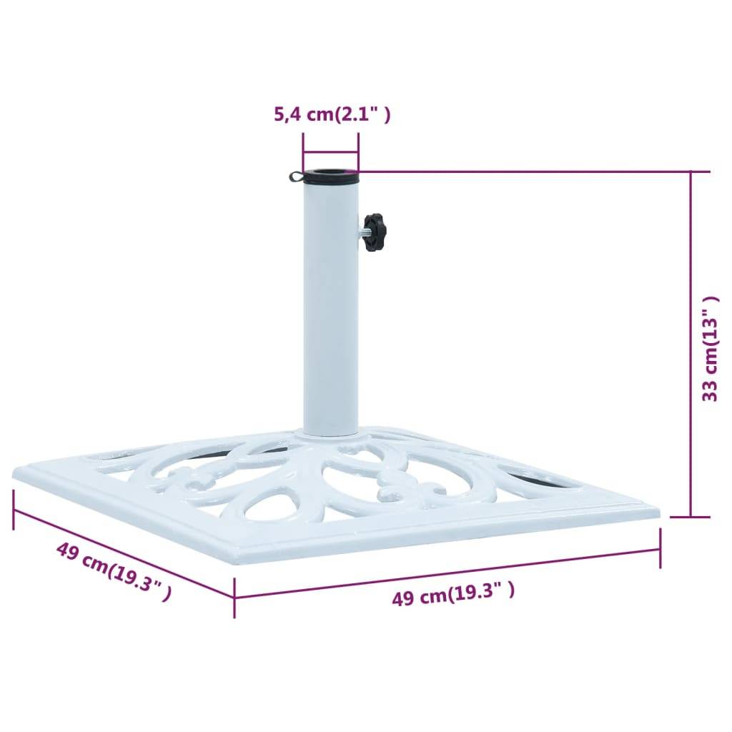 Socle de parasol - accessoire parasol Blanc 12 kg 49 cm Fonte - MEUBLE PRO - Image 7
