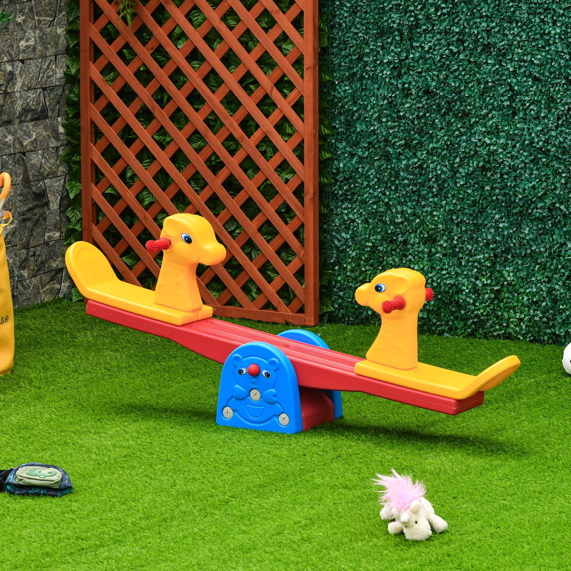 Balançoire à bascule pour enfants 1-4 ans avec poignées antidérapantes, plastique PEHD sécurisé multicolore - Image 4