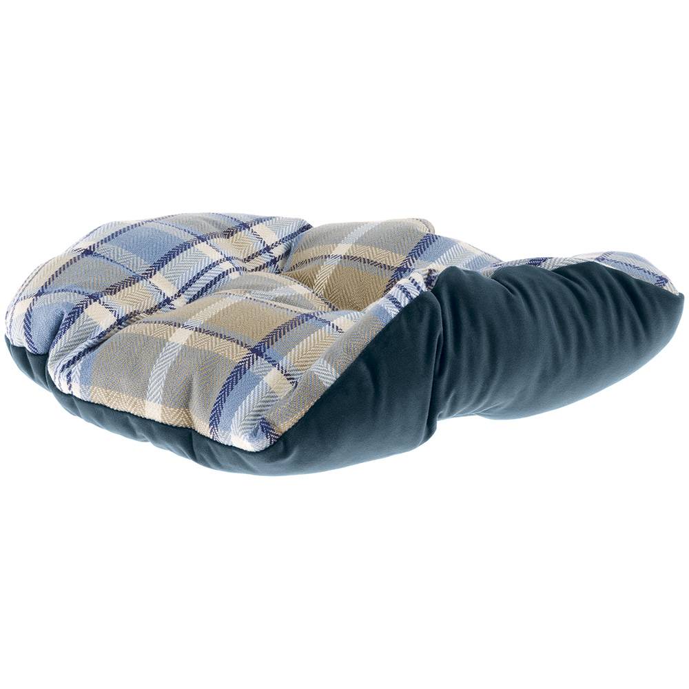 Ferplast - Ferplast couchage rembourré pour chats et chiens CHARLES 60, divan avec coussin, sofa pour animaux, écossais, velours doux, lavable, 56x42x20, bleu - Image 3