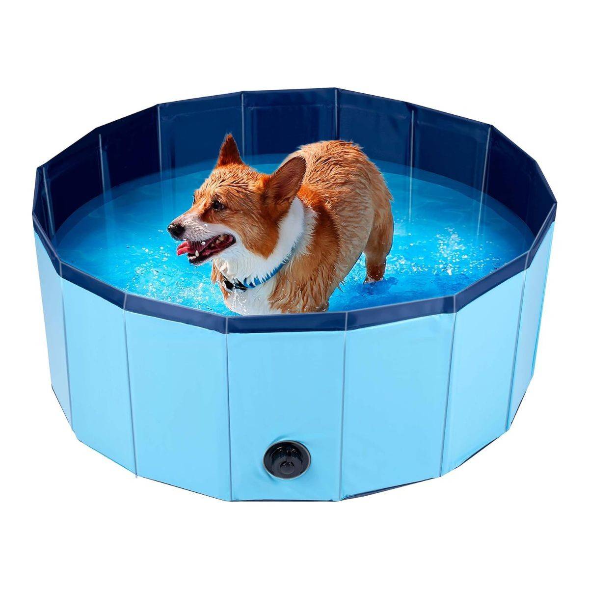Piscine pour Chien PVC Ø 80 x 30 Cm Sol Antidérapant Jeu d'eau pour Animaux KZ GARDEN - Image 1