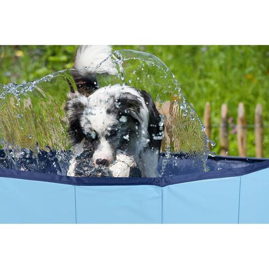 Piscine pour Chien PVC Ø 80 x 30 Cm Sol Antidérapant Jeu d'eau pour Animaux KZ GARDEN - Image 3