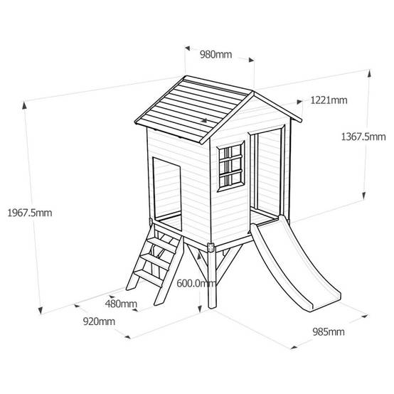 Maisonnette sur pilotis bois massif lasuré avec toboggan blanc 118cm Abracadaprout - Image 4