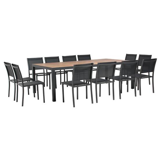 Oviala - Ensemble table de jardin en céramique effet bois et 12 chaises Tivoli - Oviala - Image 1