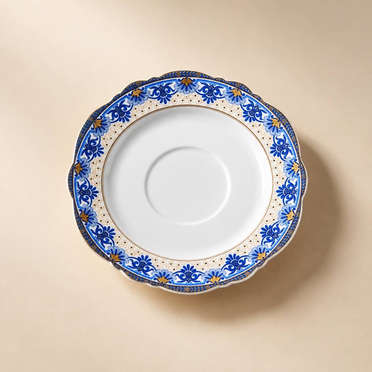 Tasse à Café et Sous-tasse en Porcelaine Fine Motif Fleurs Bleues 200ml - Image 5