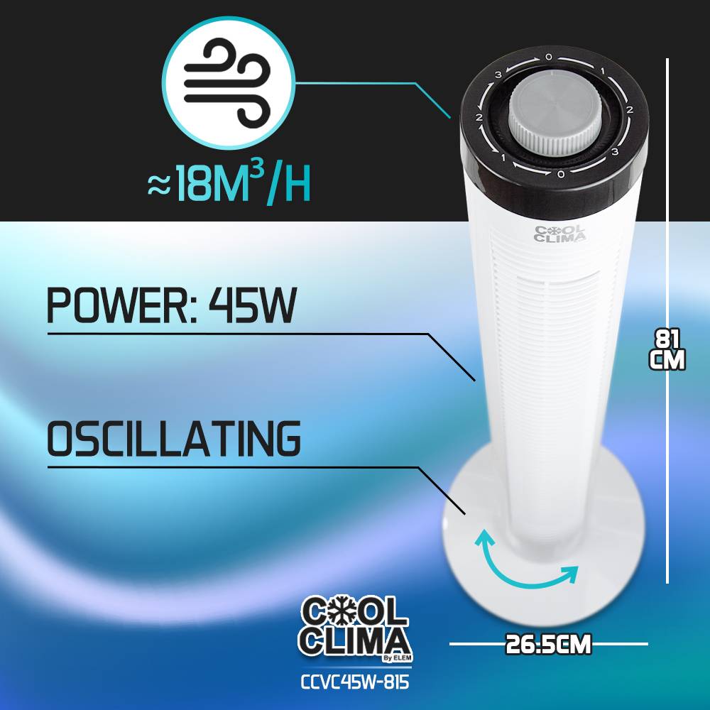 Cool Clima - Ventilateur colonne 45W oscillant - Image 4