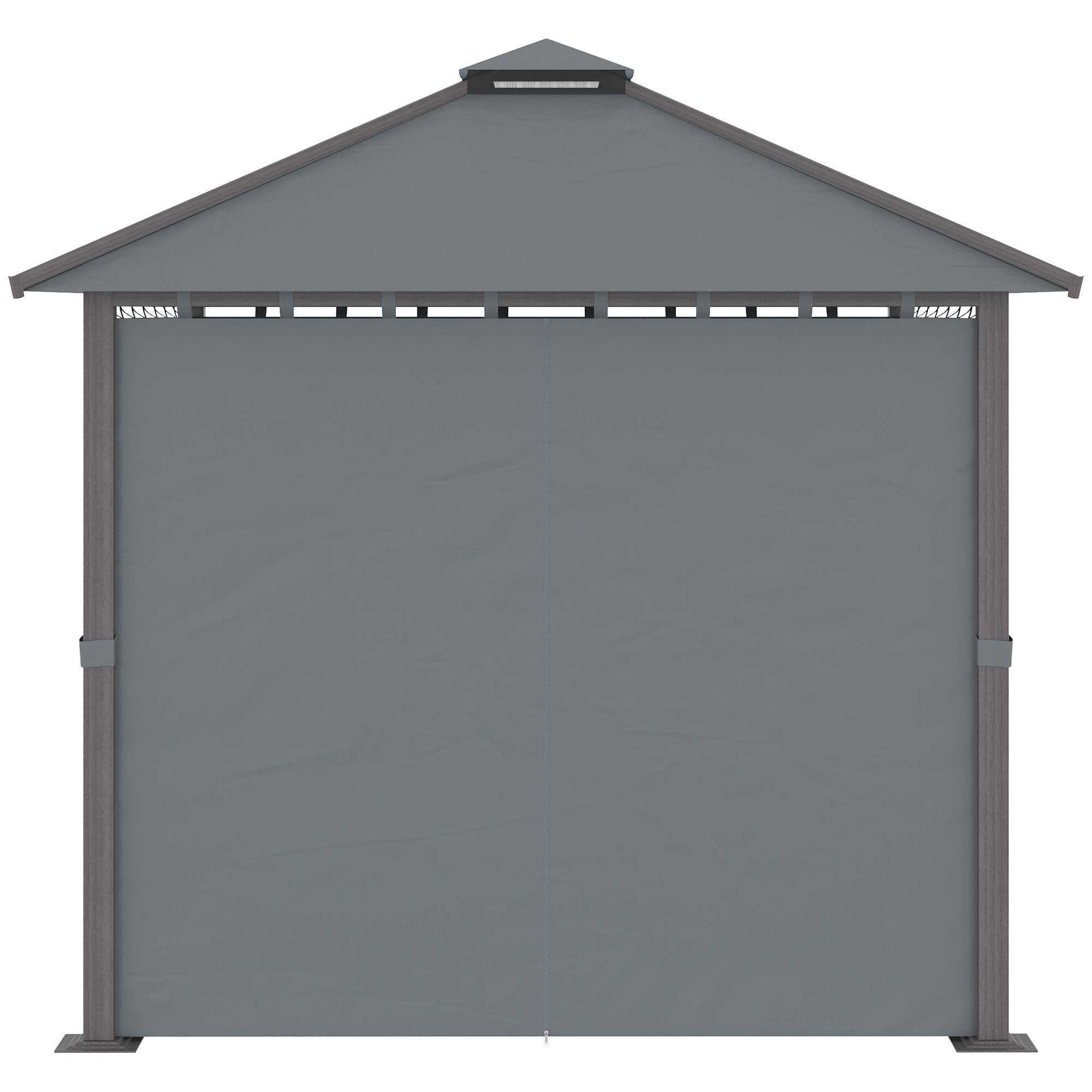 Tonnelle de jardin pour terrasse avec 4 parois latérales double toit protection solaire 3 x 3 m gris - Image 10
