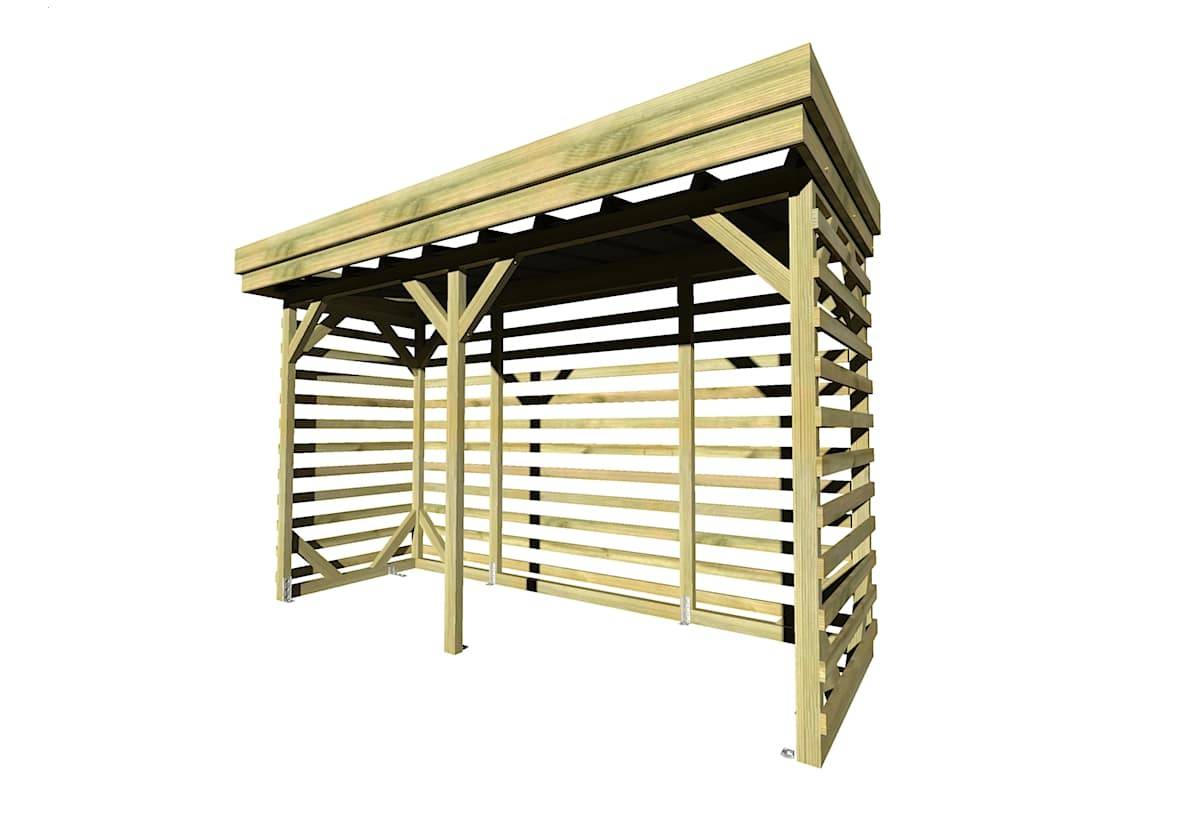 Abri Français - ABRI Bûches en Bois - 4,1m2 - 3,15x1,31m - Pin Sylvestre traité Autoclave - Surface Int : 2,8m2 / 4 stères / Abri Français - Image 3