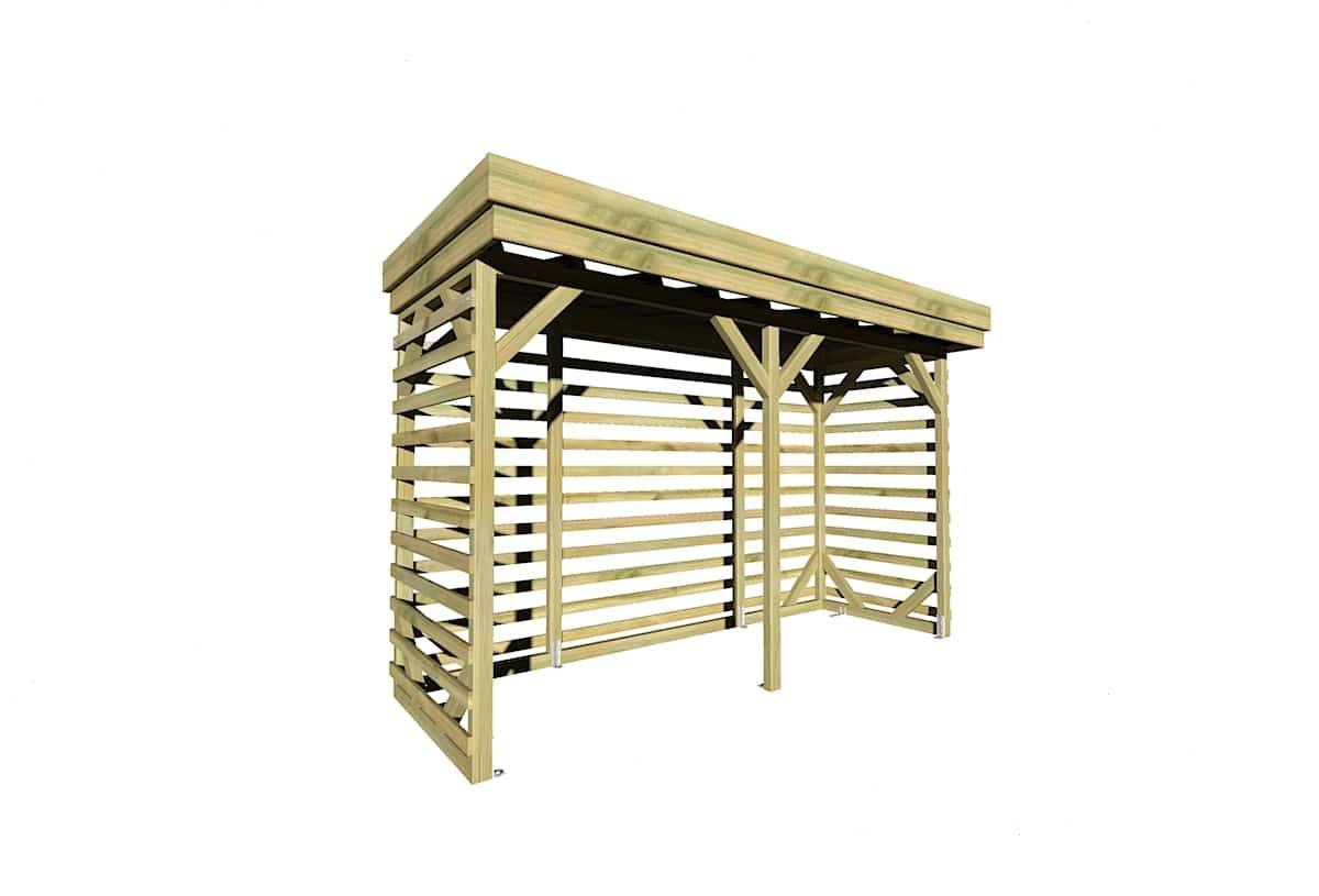 Abri Français - ABRI Bûches en Bois - 4,1m2 - 3,15x1,31m - Pin Sylvestre traité Autoclave - Surface Int : 2,8m2 / 4 stères / Abri Français - Image 1