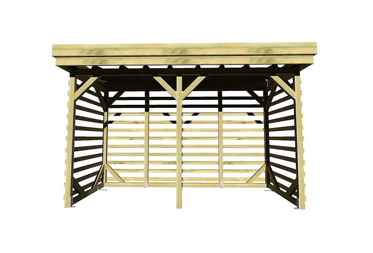 Abri Français - ABRI Bûches en Bois - 4,1m2 - 3,15x1,31m - Pin Sylvestre traité Autoclave - Surface Int : 2,8m2 / 4 stères / Abri Français - Image 2