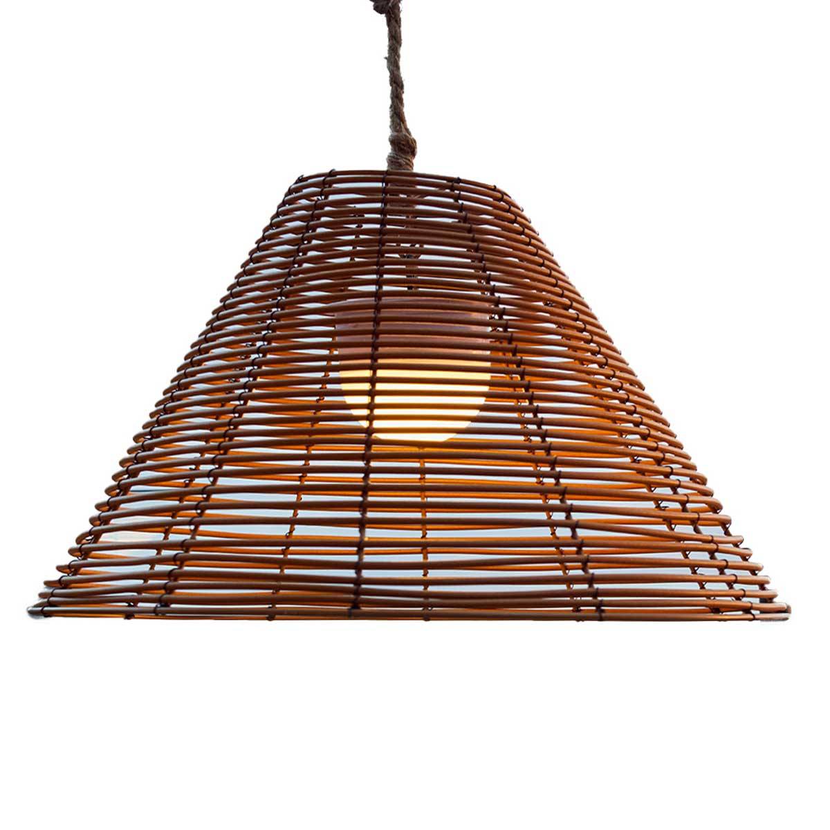 Lumisky - Suspension nomade FUJY Bois Poly rotin D40CM - Image 1