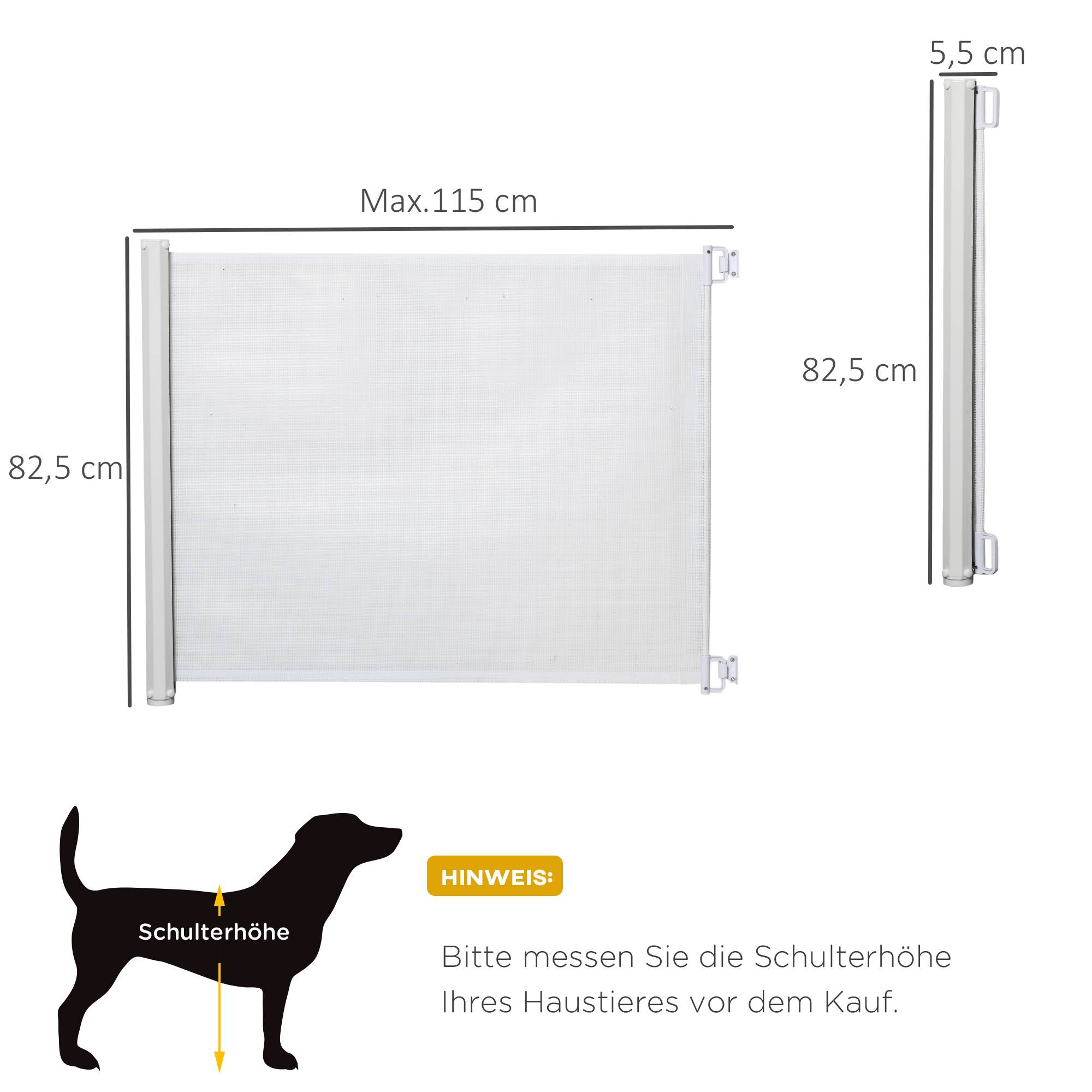 Barrière Sécurité Extensible Métal PVC Escalier Chien Bébé Enroulable 115cm Blanc - ComfortXL Pet Living - Image 3