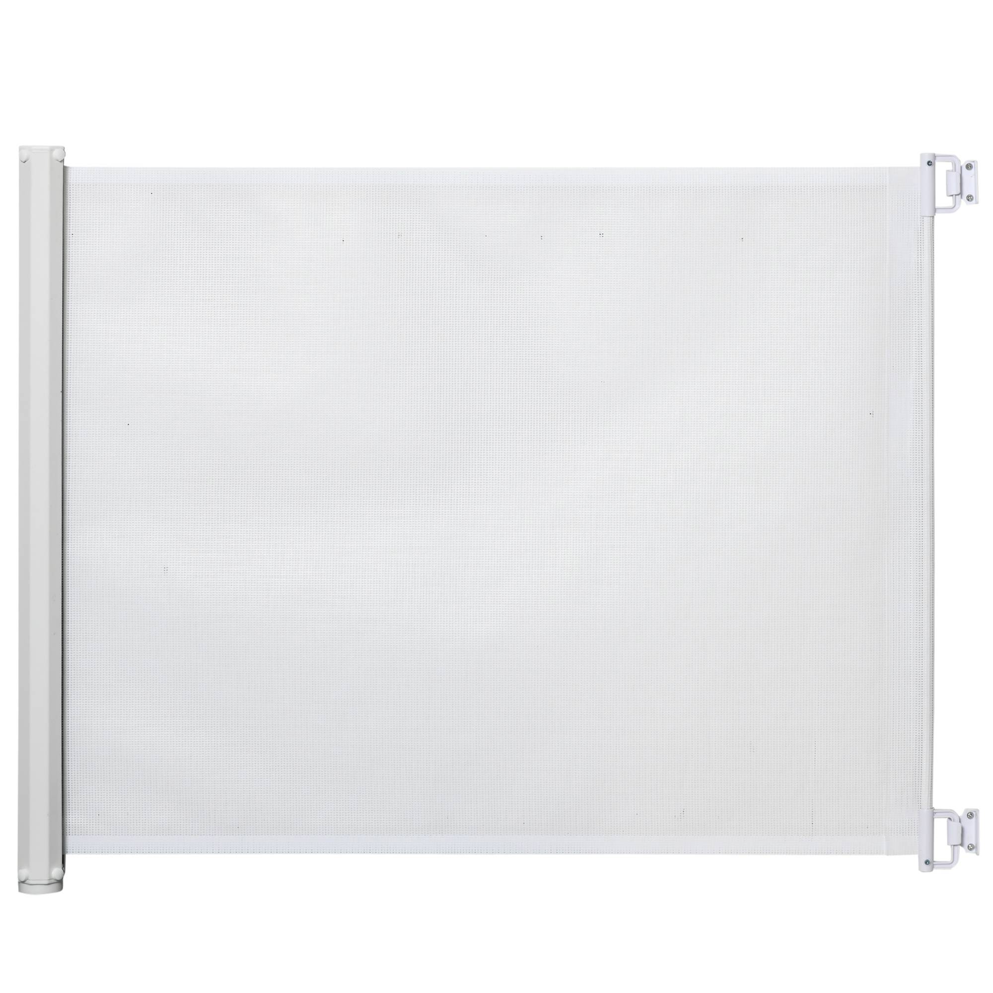 Barrière Sécurité Extensible Métal PVC Escalier Chien Bébé Enroulable 115cm Blanc - ComfortXL Pet Living - Image 2