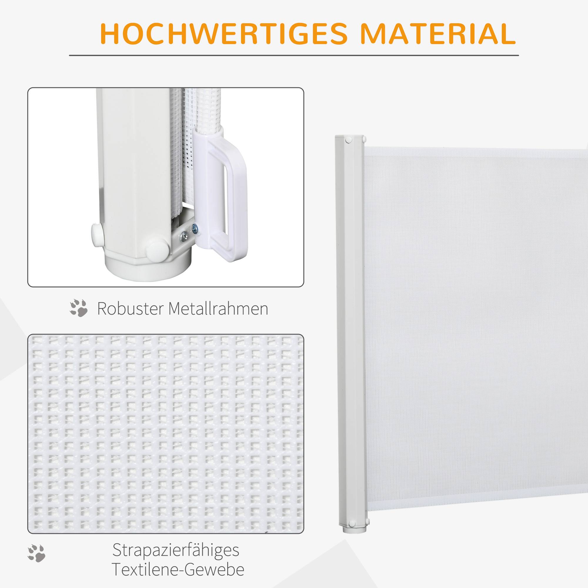 Barrière Sécurité Extensible Métal PVC Escalier Chien Bébé Enroulable 115cm Blanc - ComfortXL Pet Living - Image 6