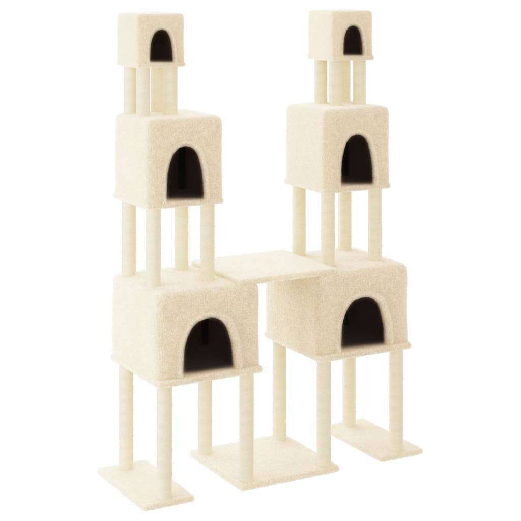Arbre à chat XXL multi-niveaux sisal 6 niches pour grands chats 199 cm Crème – ComfortXL Pet Living - Image 2